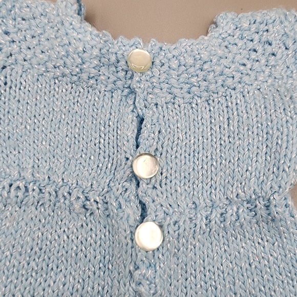 Vintage‎ Handmade Crochet Blue Baby Doll Dress with Pink Bunny Patch. - Picture 5 of 5